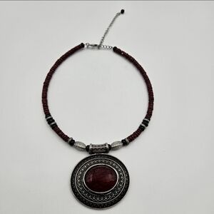 Premier Designs Red Spice Boho Collar Pendant Beaded Statement Necklace